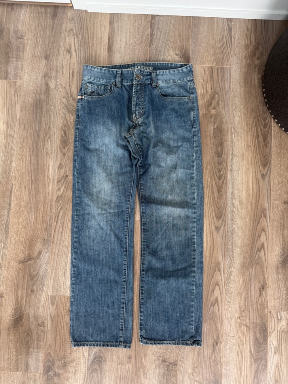 Vintage Parasuco Men's Straight-Leg Jeans in Medium Blue Wash